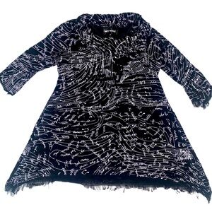 Neo Noble Newsprint Artsy Quote Distressed Tunic Blouse Lined Women’s Size M
